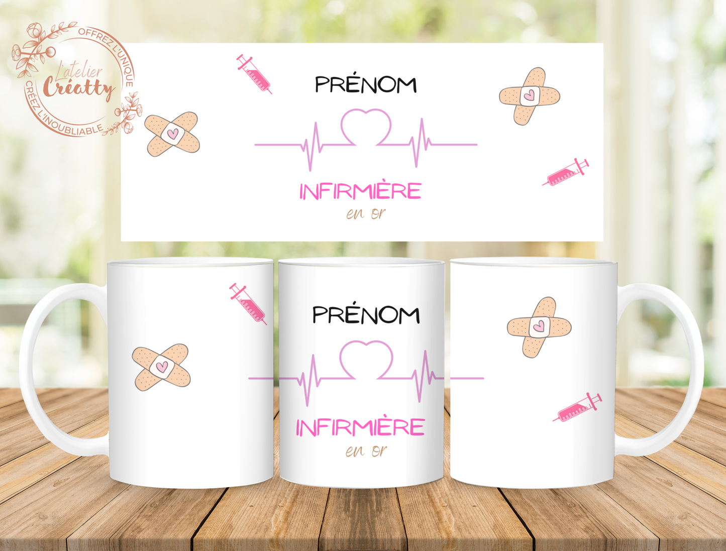 Mug Personnalisée – Qualité Premium AAA, Compatible Lave-Vaisselle " Infirmière en or"