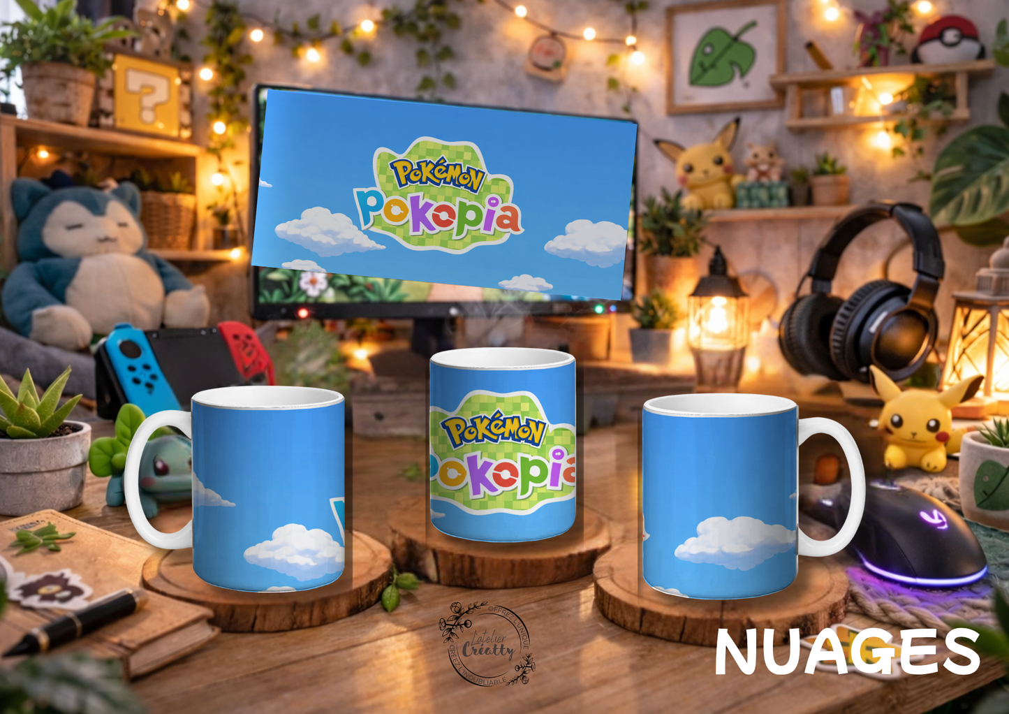 🎮 Mug Gamer Cosy – Univers Gaming "POKOPIA" / NUAGES