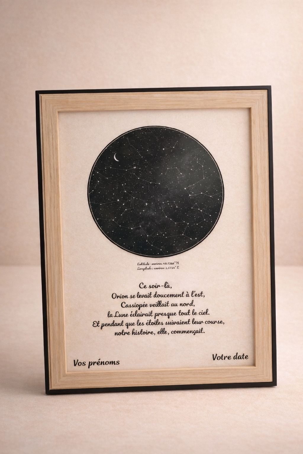 Sous Ce Même Ciel – Carte du Ciel Personnalisée (18x23 cm)