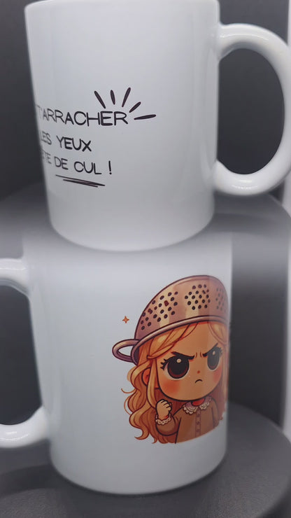 Mug Personnalisée – Qualité Premium AAA, Compatible Lave-Vaisselle " j'vai t'arracher les yeux tête de cul !"